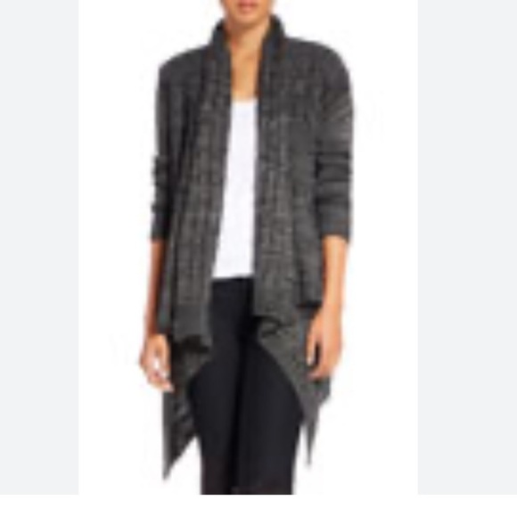 PASSPORTS Waterfall Asymmetric small women's open front button gray Cardigan - Picture 2 of 8